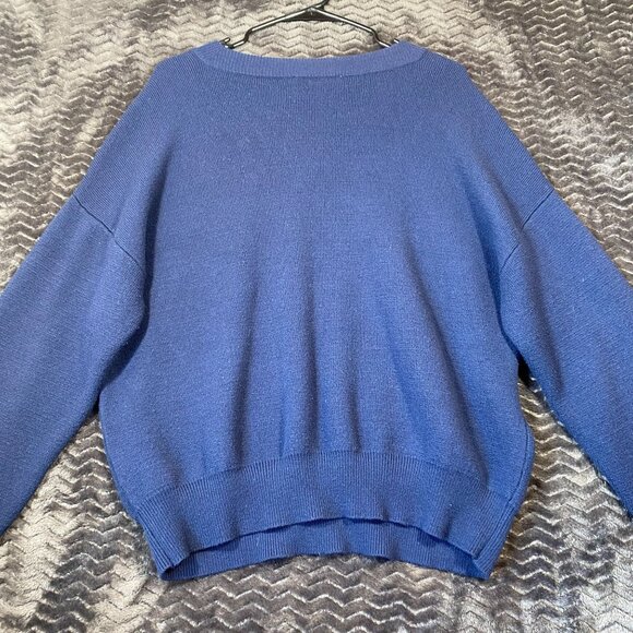 Abercrombie & Fitch Blue V-Neck Sweater "Go Sports" Casual Pullover, Womens sz L - Picture 6 of 8